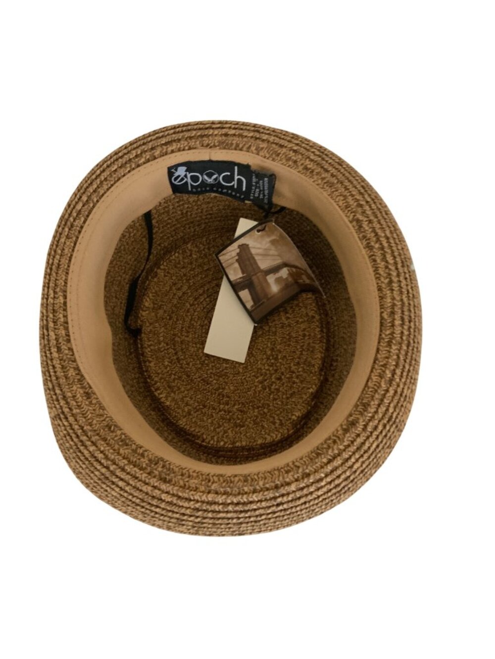 Epoch Straw Pork Pie Hat With Striped Band - Picture 4 of 5
